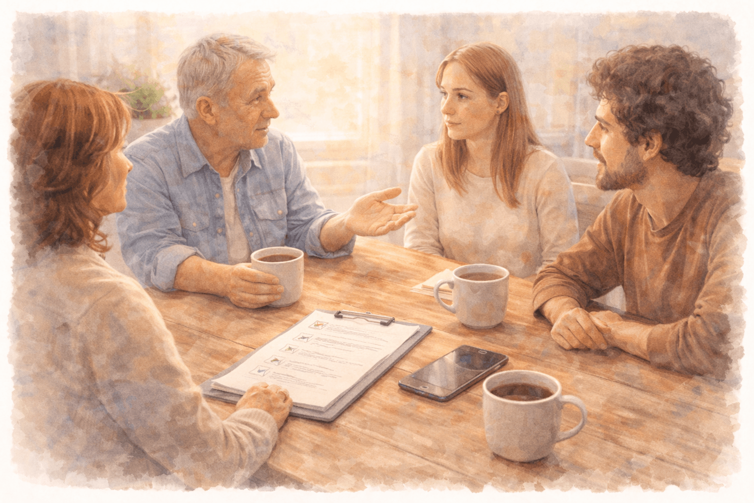 People collaborating on shared planning