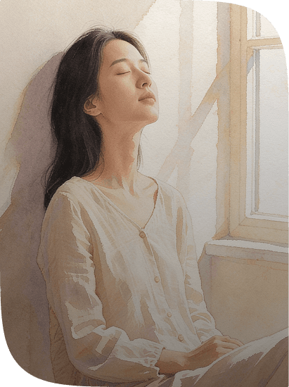 Person practicing mindful breathing