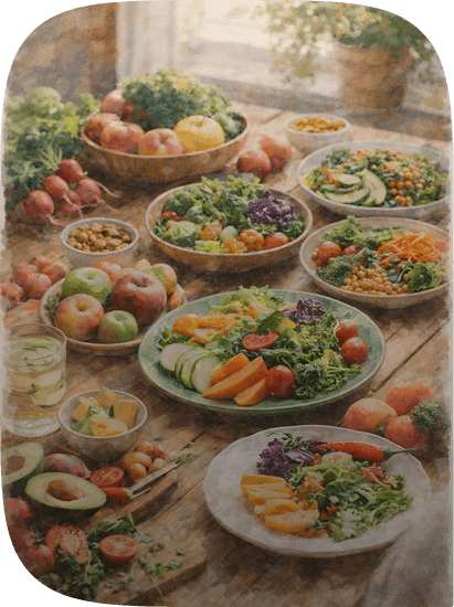 Healthy meal with fresh vegetables